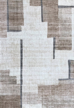 HomeRoots 8' Beige and Brown Abstract Area Rug - Modern, Durable, Stain-Resistant, Perfect for Family Spaces 8' X 11' 570062