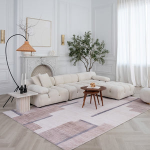 HomeRoots 8' Beige and Brown Abstract Area Rug - Modern, Durable, Stain-Resistant, Perfect for Family Spaces 8' X 11' 570062