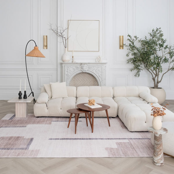 HomeRoots 8' Beige and Brown Abstract Area Rug - Modern, Durable, Stain-Resistant, Perfect for Family Spaces 8' X 11' 570062