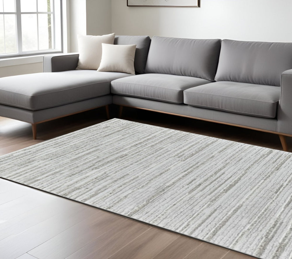 HomeRoots 8' Gray Abstract Area Rug - Modern Textured Design for Elegant Home Décor & Busy Households 8' X 11' 570070