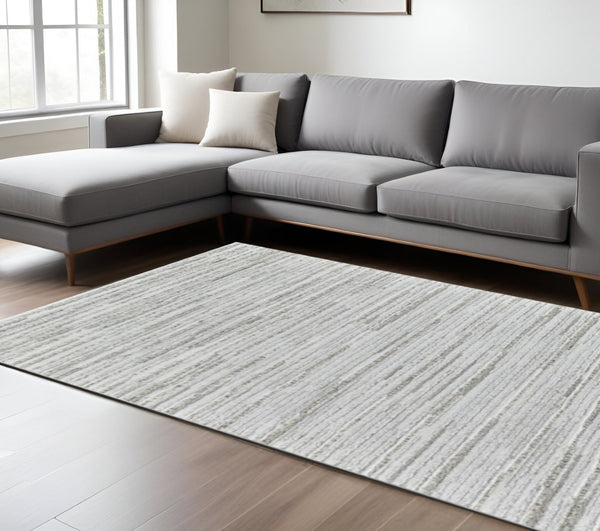 HomeRoots 8' Gray Abstract Area Rug - Modern Textured Design for Elegant Home Décor & Busy Households 8' X 11' 570070
