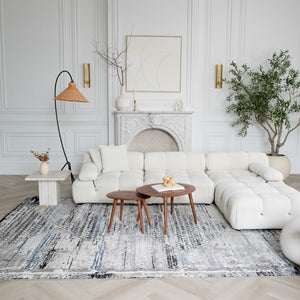 HomeRoots 7' X 10' Abstract Area Rug in Gray-Blue & Ivory – Modern, Durable, Stain-Resistant for Stylish Homes 570077
