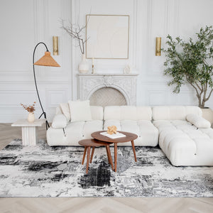 Homeroots 5' X 8' Black Gray And Beige Abstract Area Rug  Polyester 570080