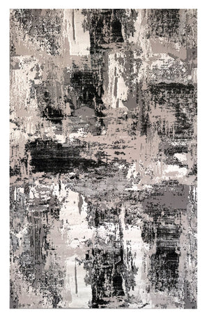 Homeroots 7' X 10' Black Gray And Beige Abstract Area Rug  Polyester 570081