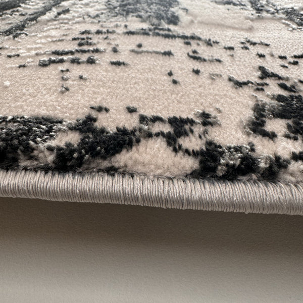 Homeroots 8' X 11' Black Gray And Beige Abstract Area Rug  Polyester 570082