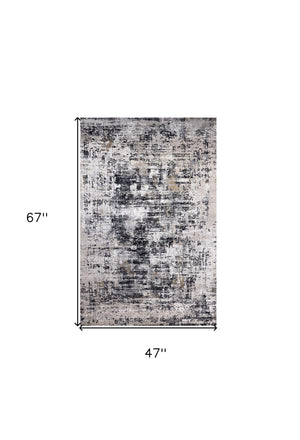 Homeroots 4' X 6' Beige Gray And White Abstract Area Rug  Polyester 570083