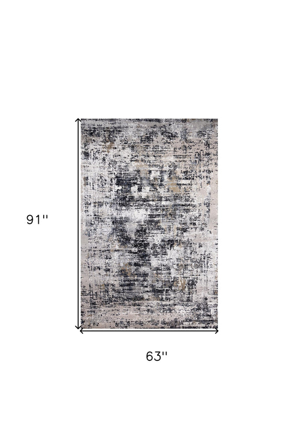Homeroots 5' X 8' Beige Gray And White Abstract Area Rug  Polyester 570084
