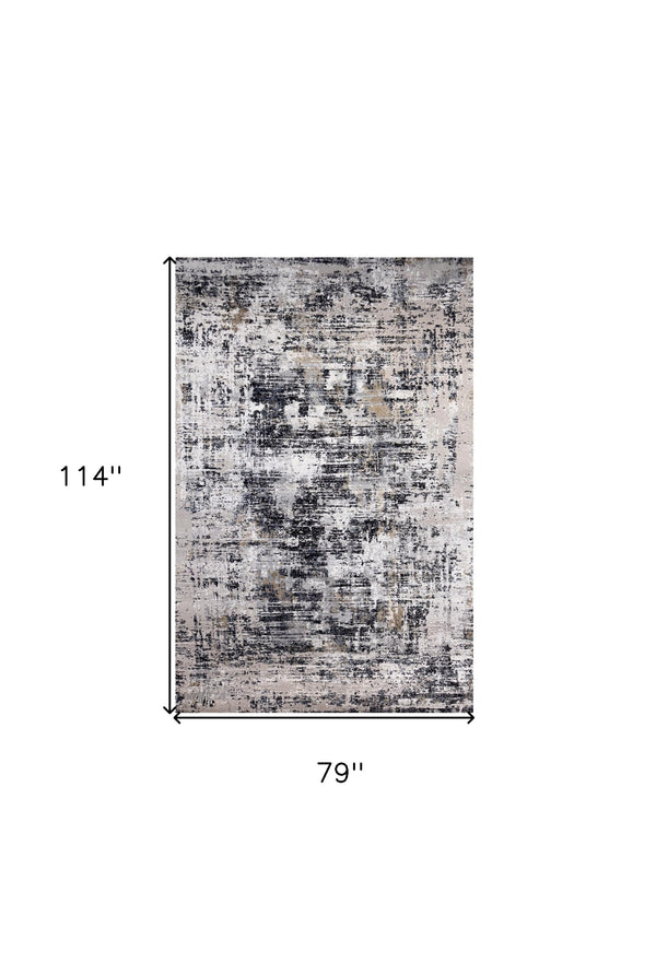 Homeroots 7' X 10' Beige Gray And White Abstract Area Rug  Polyester 570085