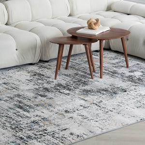 Homeroots 8' X 11' Beige Gray And White Abstract Area Rug  Polyester 570086