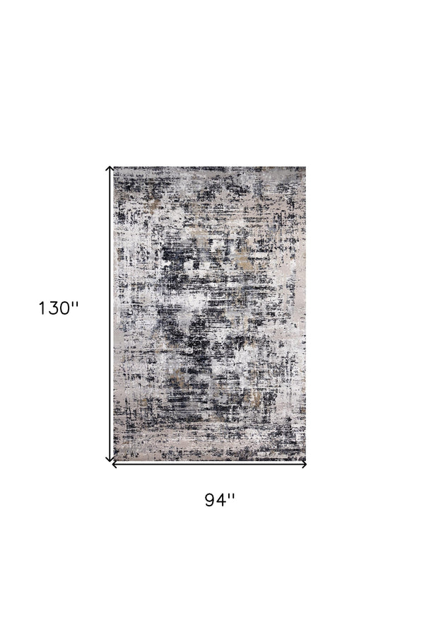 Homeroots 8' X 11' Beige Gray And White Abstract Area Rug  Polyester 570086