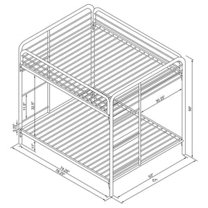 English Elm Clementine Black Metal Full-Over-Full Bunk Bed with Ladder — Sleek Glossy Tubing, Sturdy & Stylish B062P340724