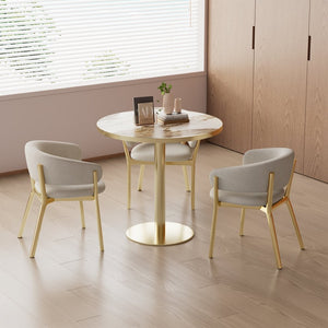 English Elm Round Modern Bistro Table 31.5" With Faux Marble Top, Easy Assembly, Sturdy Metal Base, Sleek Design W3316P346811-GIGA