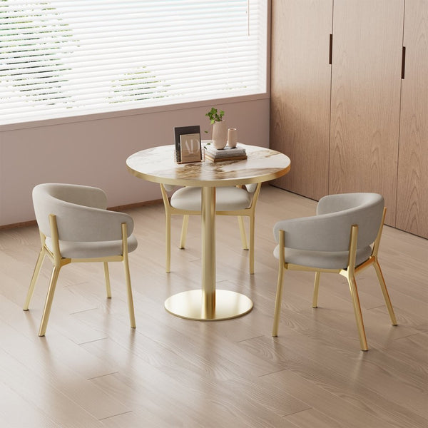 English Elm Round Modern Bistro Table 31.5" With Faux Marble Top, Easy Assembly, Sturdy Metal Base, Sleek Design W3316P346811-GIGA