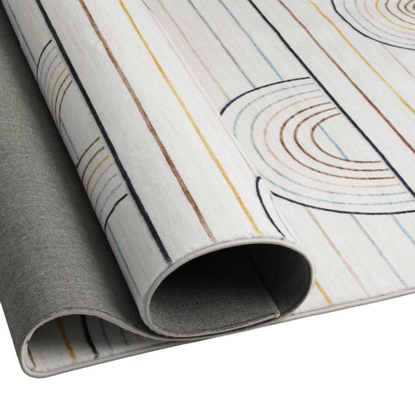 Homeroots 4' X 6' Ivory Blue And Yellow Juvenile Rainbows Youthful Area Rug  Polyester 570100