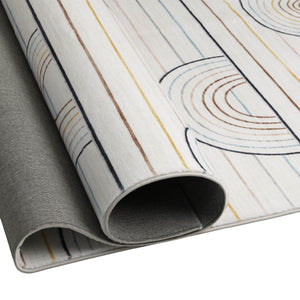 Homeroots 5' X 8' Ivory Blue And Yellow Juvenile Rainbows Youthful Area Rug  Polyester 570101