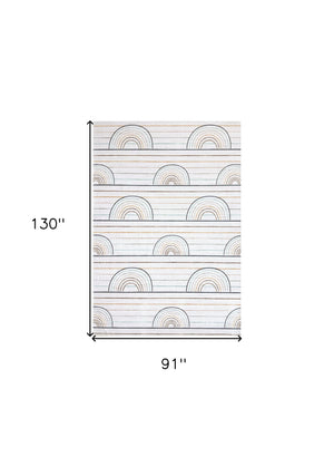 Homeroots 8' X 11' Ivory Blue And Yellow Juvenile Rainbows Youthful Area Rug  Polyester 570103