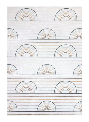 Homeroots 8' X 11' Ivory Blue And Yellow Juvenile Rainbows Youthful Area Rug  Polyester 570103