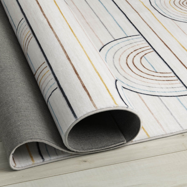 Homeroots 8' X 11' Ivory Blue And Yellow Juvenile Rainbows Youthful Area Rug  Polyester 570103