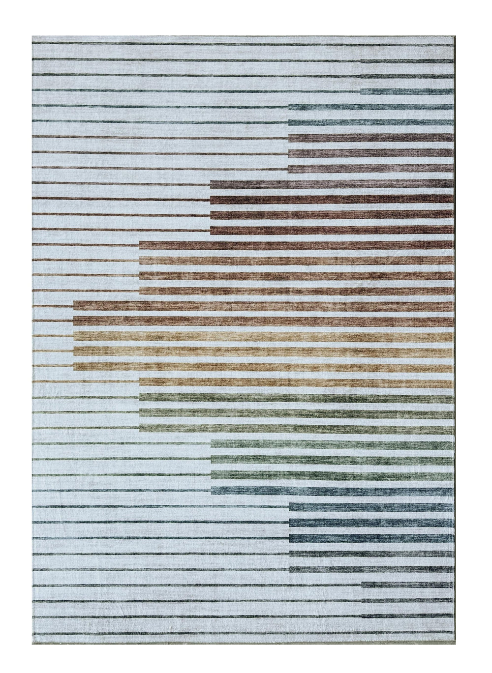 Homeroots 7' X 10' Beige Blue And Brown Striped Area Rug  Polyester 570106