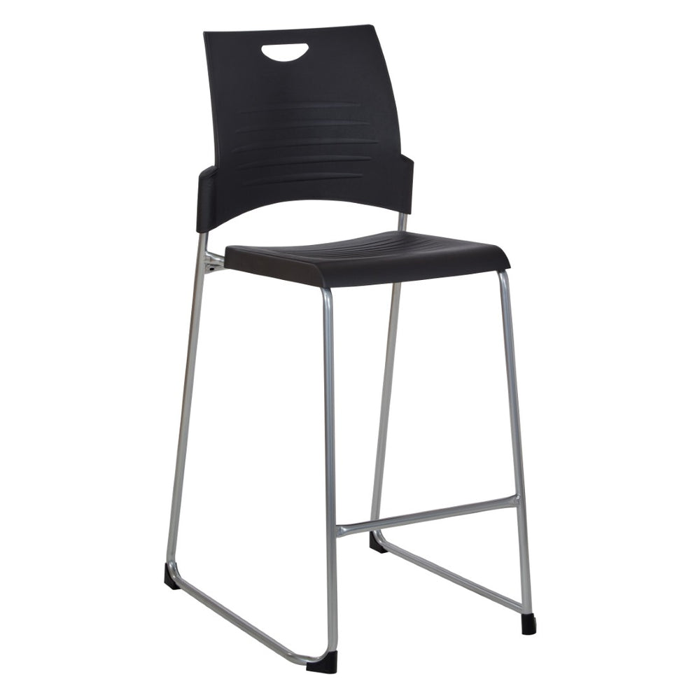 OSP Home Furnishings Tall Stacking Counter Height Chair with Steel Frame for Breakrooms and Training Spaces Black DC8309C25-3