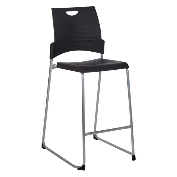 OSP Home Furnishings Tall Stacking Counter Height Chair with Steel Frame for Breakrooms and Training Spaces Black DC8309C25-3