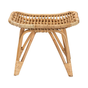 English Elm Modern Rattan Woven Square Footstool Openwork Boho Accent for Living Spaces B2750P467637