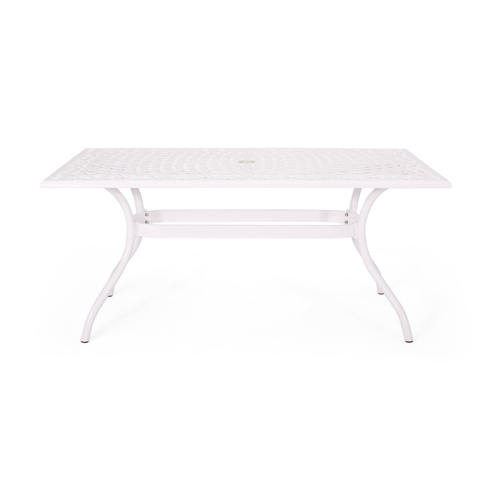 English Elm Christopher Knight Home® - Monterey Cast Aluminum 7-Piece Outdoor Dining Set in White — Floral Lattice Table, Rust-Resistant Elegance 54589.00WHI-6_57704.00WHI