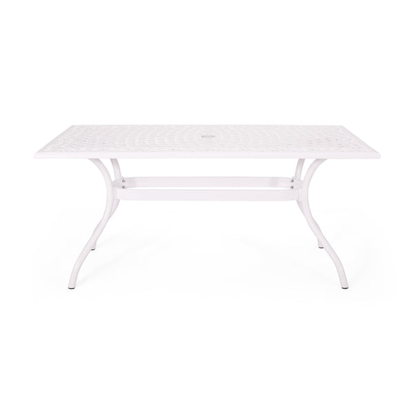 English Elm Christopher Knight Home® - Monterey Cast Aluminum 7-Piece Outdoor Dining Set in White — Floral Lattice Table, Rust-Resistant Elegance 54589.00WHI-6_57704.00WHI