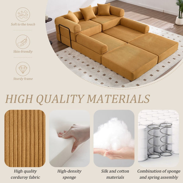 English Elm United We Win Convertible Folding Sofa Bed – Cozy Corduroy Memory Foam Couch For Small Spaces! W1568S00251-GIGA