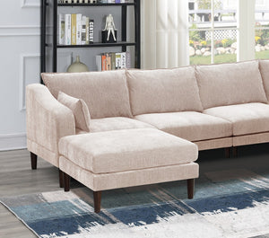 English Elm Modern 6-Piece Modular Sectional Set - Configurable U-Shaped Couch With Armless Chairs & Ottoman B011S01574-GIGA