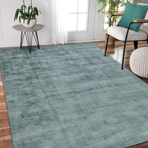 HomeRoots 4' Sea Green and Light Blue Abstract Hand-Woven Area Rug for Luxurious, Modern Home Décor 4' X 6' 570213