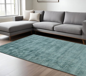HomeRoots 4' Sea Green and Light Blue Abstract Hand-Woven Area Rug for Luxurious, Modern Home Décor 10' X 14' 570217