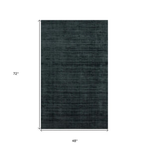 HomeRoots 4' Charcoal and Black Abstract Hand-Woven Area Rug – Elegant Texture for Modern Spaces and Comfort 4' X 6' 570219