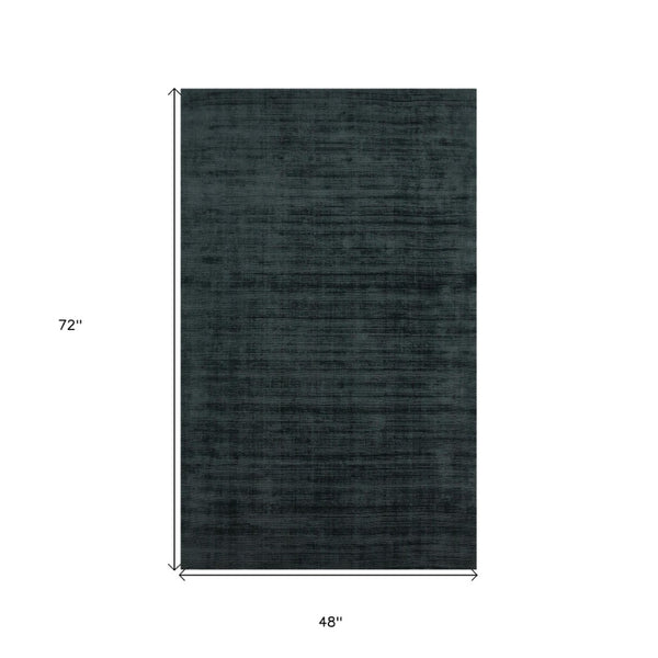 HomeRoots 4' Charcoal and Black Abstract Hand-Woven Area Rug – Elegant Texture for Modern Spaces and Comfort 4' X 6' 570219