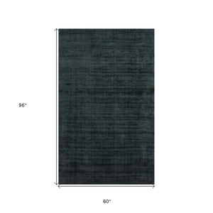 HomeRoots 4' Charcoal and Black Abstract Hand-Woven Area Rug – Elegant Texture for Modern Spaces and Comfort 5' X 8' 570220