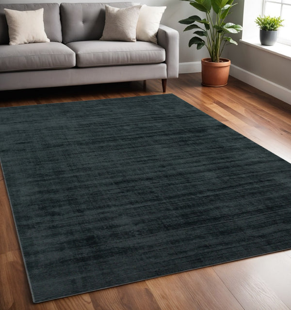 HomeRoots 4' Charcoal and Black Abstract Hand-Woven Area Rug – Elegant Texture for Modern Spaces and Comfort 5' X 8' 570220