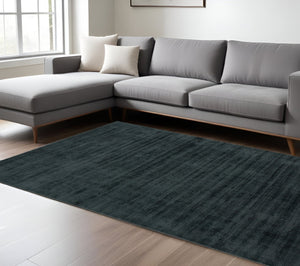 HomeRoots 4' Charcoal and Black Abstract Hand-Woven Area Rug – Elegant Texture for Modern Spaces and Comfort 10' X 14' 570223