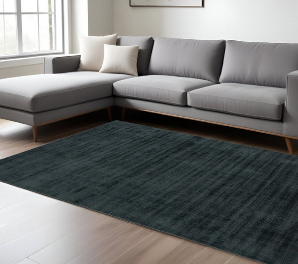 HomeRoots 4' Charcoal and Black Abstract Hand-Woven Area Rug – Elegant Texture for Modern Spaces and Comfort 10' X 14' 570223