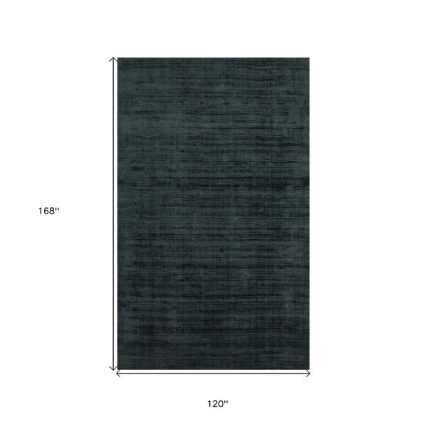HomeRoots 4' Charcoal and Black Abstract Hand-Woven Area Rug – Elegant Texture for Modern Spaces and Comfort 10' X 14' 570223