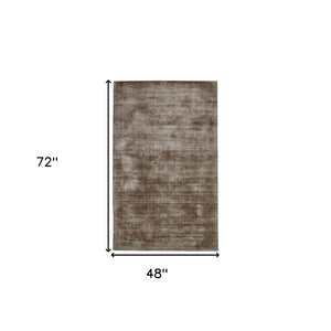 HomeRoots 4' Hand-Woven Brown and Gray Abstract Area Rug – Soft Viscose, Contemporary Elegance for Any Space 4' X 6' 570225
