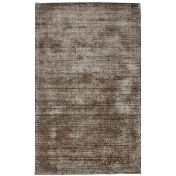 HomeRoots 4' Hand-Woven Brown and Gray Abstract Area Rug – Soft Viscose, Contemporary Elegance for Any Space 4' X 6' 570225