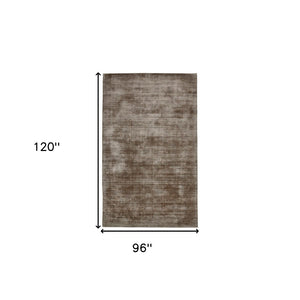 HomeRoots 4' Hand-Woven Brown and Gray Abstract Area Rug – Soft Viscose, Contemporary Elegance for Any Space 8' X 10' 570227