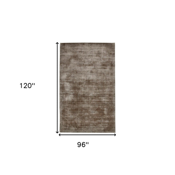 HomeRoots 4' Hand-Woven Brown and Gray Abstract Area Rug – Soft Viscose, Contemporary Elegance for Any Space 8' X 10' 570227
