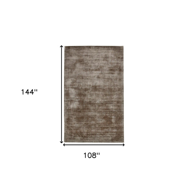 HomeRoots 4' Hand-Woven Brown and Gray Abstract Area Rug – Soft Viscose, Contemporary Elegance for Any Space 9' X 12' 570228