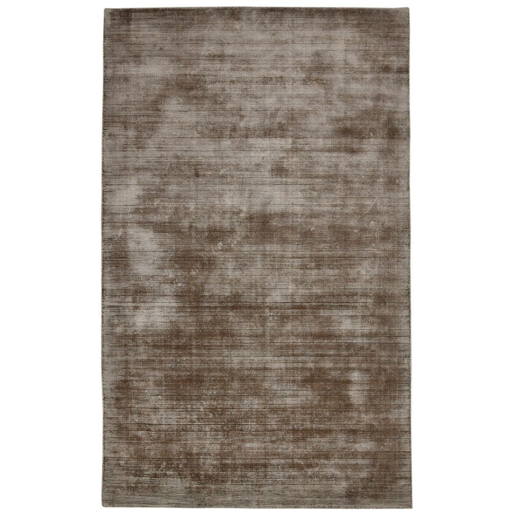 HomeRoots 4' Hand-Woven Brown and Gray Abstract Area Rug – Soft Viscose, Contemporary Elegance for Any Space 9' X 12' 570228