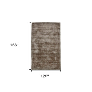 HomeRoots 4' Hand-Woven Brown and Gray Abstract Area Rug – Soft Viscose, Contemporary Elegance for Any Space 10' X 14' 570229