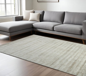 HomeRoots 4' Hand-Woven Ivory and Gray Abstract Area Rug – Modern Sophistication for Any Space, Durable Elegance 8' X 10' 570233