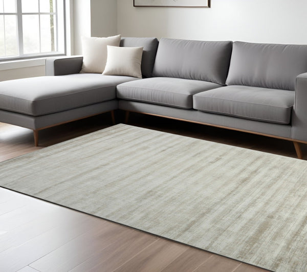 HomeRoots 4' Hand-Woven Ivory and Gray Abstract Area Rug – Modern Sophistication for Any Space, Durable Elegance 8' X 10' 570233