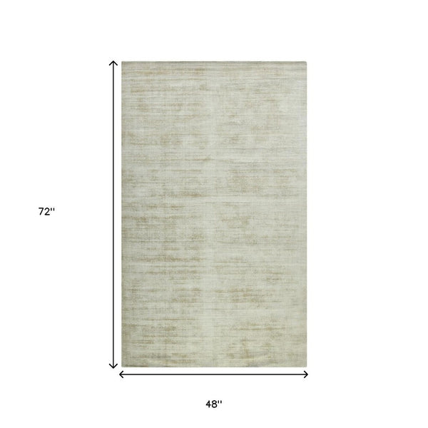 HomeRoots 4' Sand and Ivory Abstract Hand-Woven Area Rug - Artisanal Charm for Cozy, Modern Spaces 4' X 6' 570237
