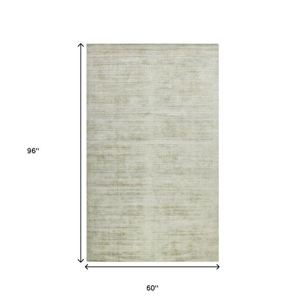 HomeRoots 4' Sand and Ivory Abstract Hand-Woven Area Rug - Artisanal Charm for Cozy, Modern Spaces 5' X 8' 570238